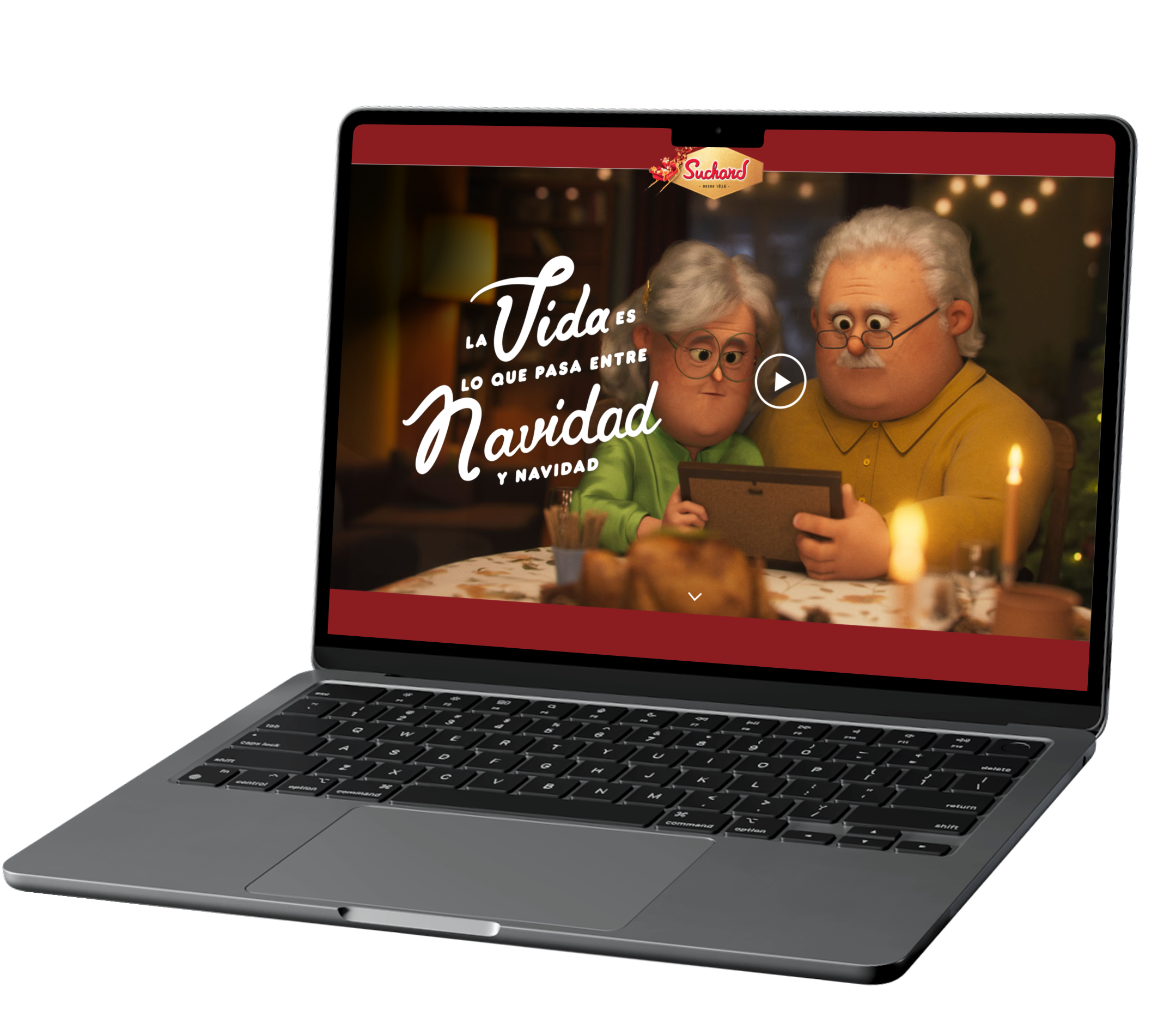 Landing de campaña de Navidad de Suchard en un portátil