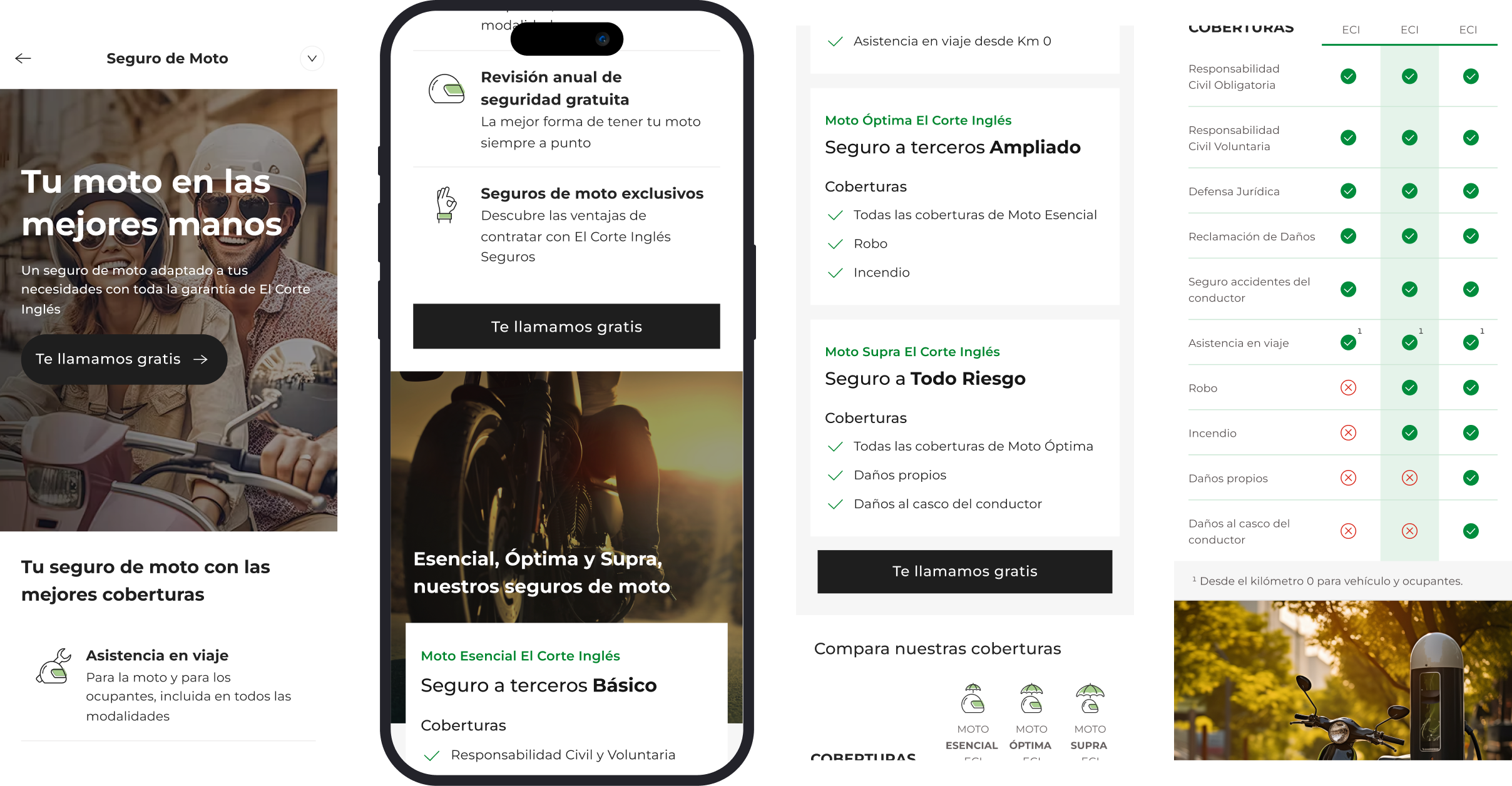 Detalle de producto — Seguro de Moto, coberturas y comparativa de planes