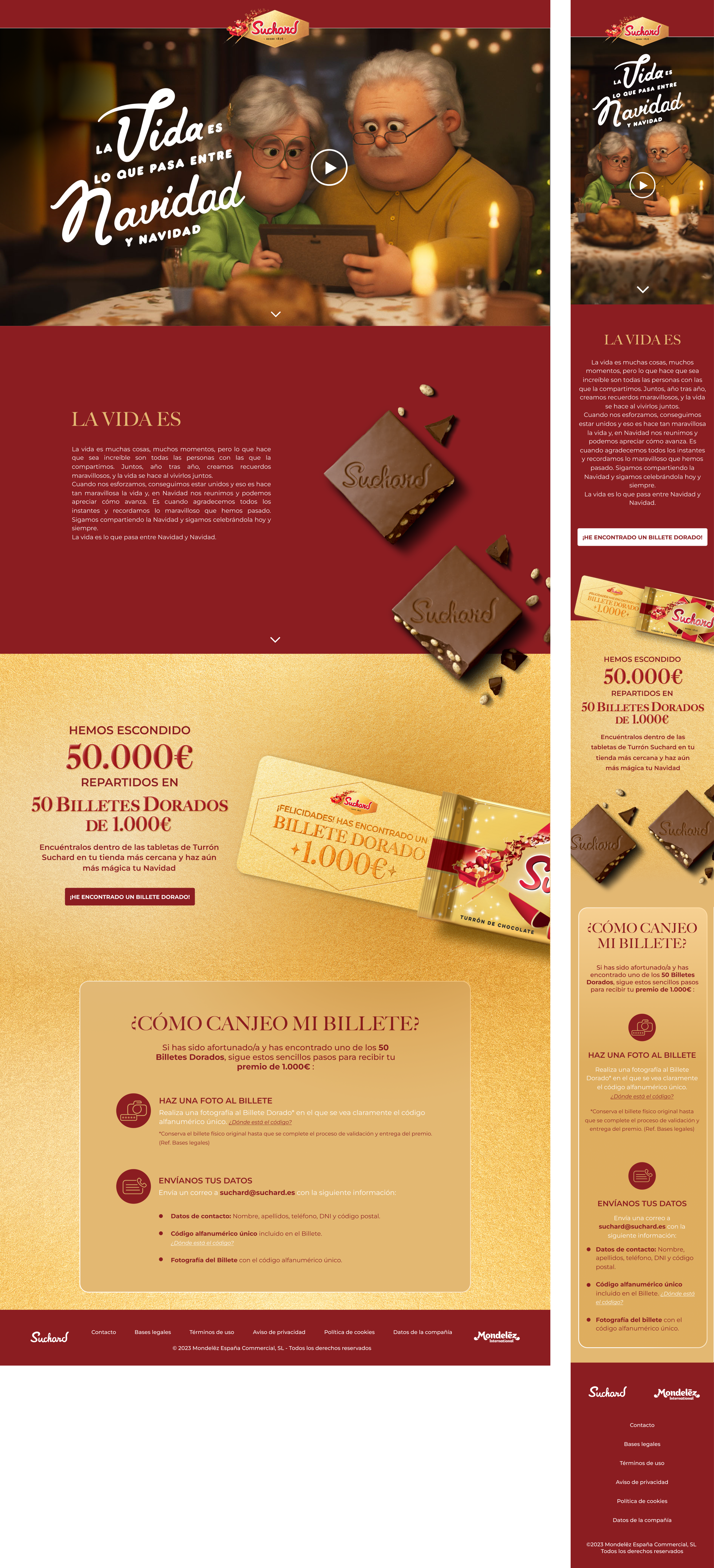 Landing de campaña de Suchard — versión desktop y móvil